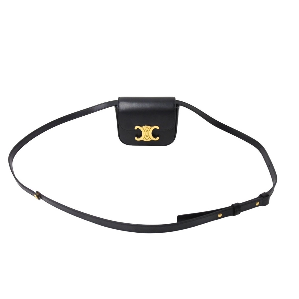 Very Celine Triomphe Claude shoulder bag shiny black calfskin
